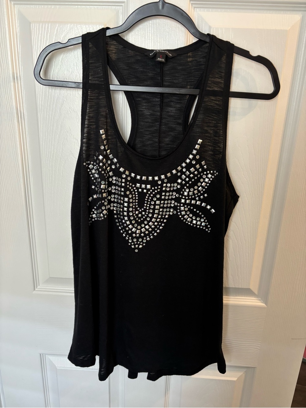 Rock & Republic Black Studded Racerback Tank